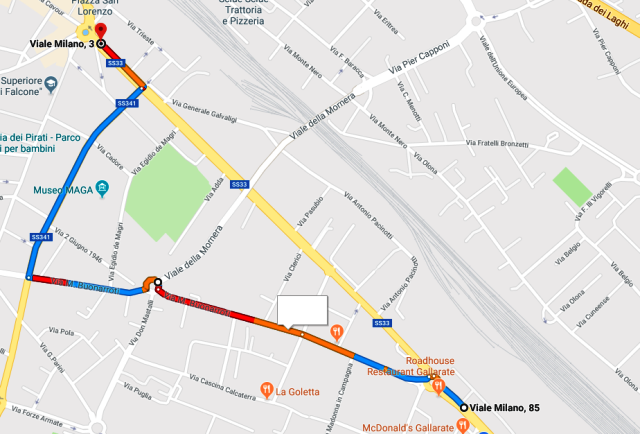 Percorso alternativo viale milano gallarate