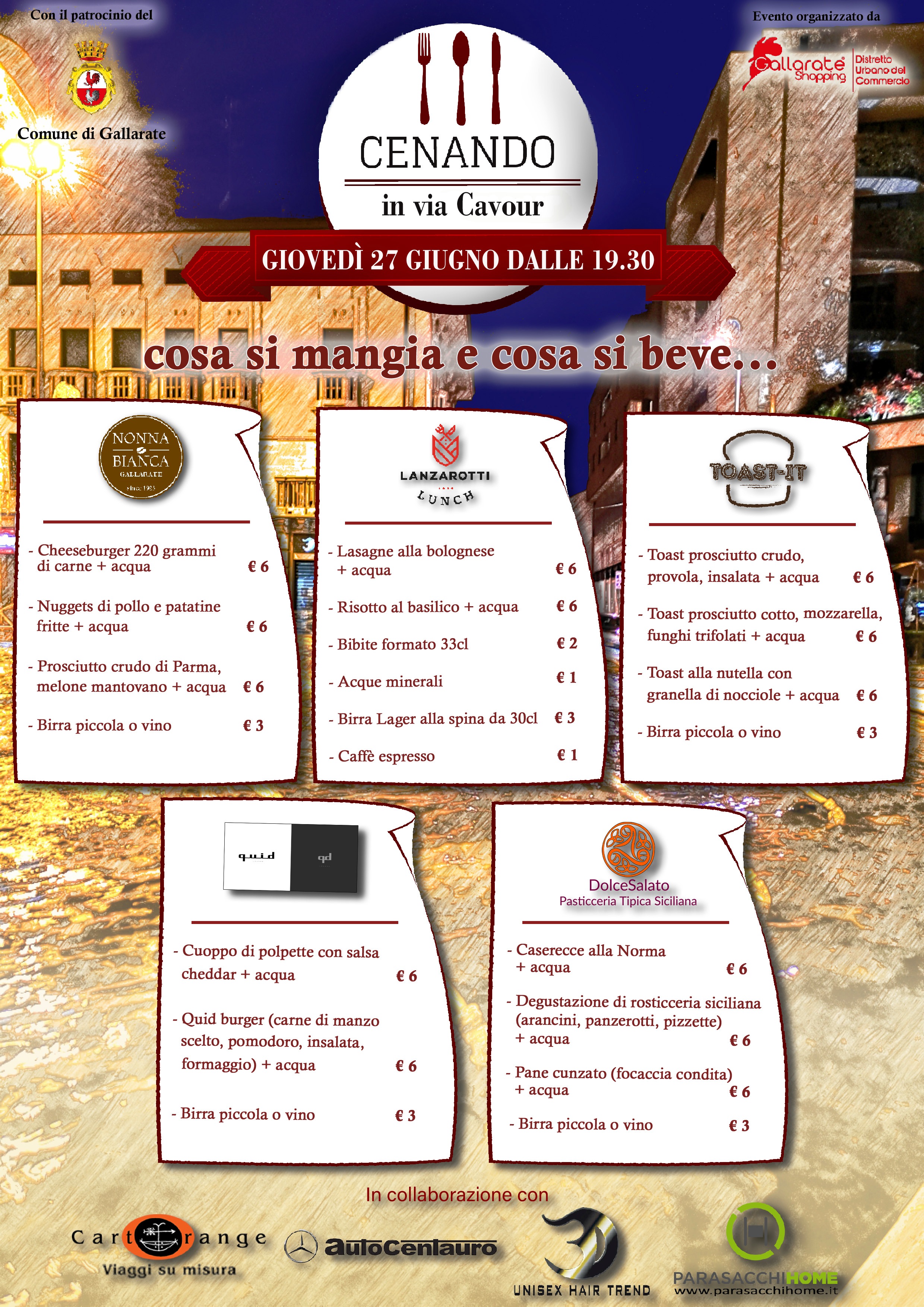 CENANDO IN VIA CAVOUR MENU