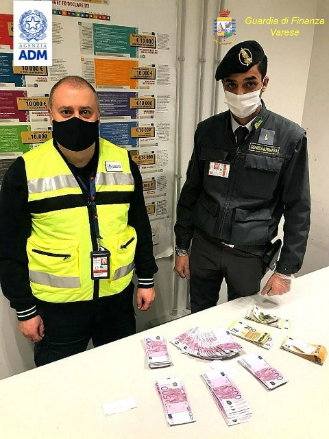 malpensa sequestro euro contanti