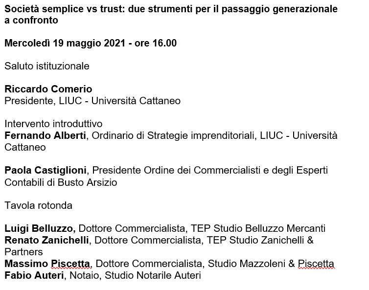 castellanza liuc webinar trust