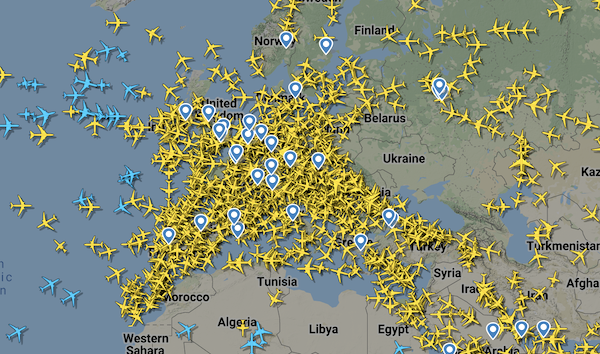 MALPENSA - L’immagine di Flightradar è eloquente: oggi 24 febbraio nessun aereo sta volando sopra l’Ucraina