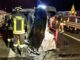L'auto ribaltata nell'incidente avvenuto in tangenziale a vedano