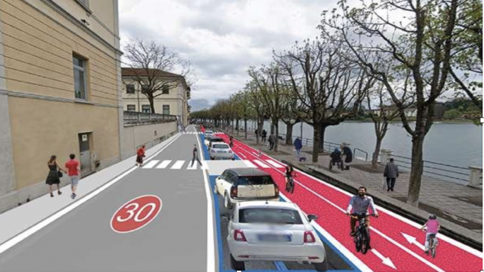 Sesto calende lungofiume ciclabile