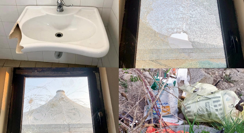 ferno vandali spaccati bagni finestre