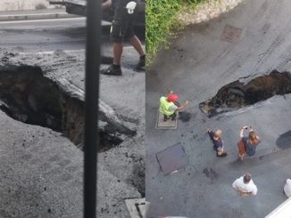 Sesto calende voragine asfalto
