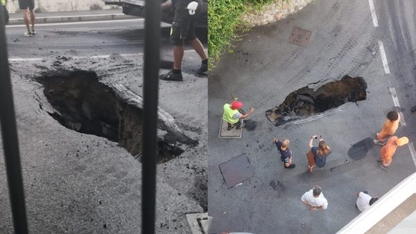 Sesto calende voragine asfalto