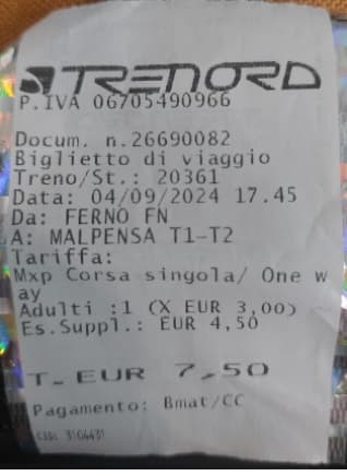 Malpensa varese treno biglietto