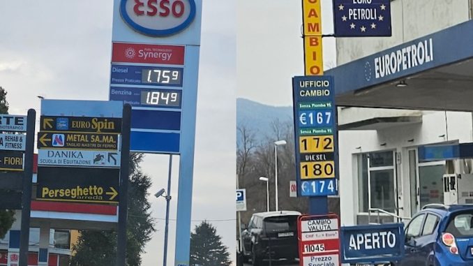 Costo benzina svizzera italia