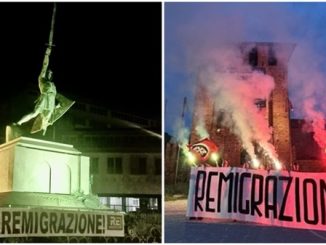 legnano remigrazione striscione monumento