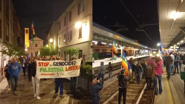 Saronno manifestazione flotilla stazione