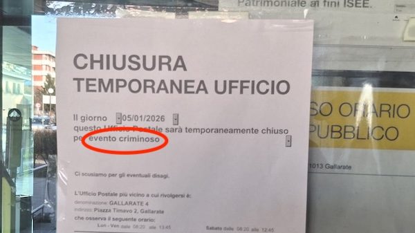 Gallarate furto ufficio postale