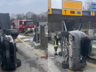 Gallarate auto ribaltata casello