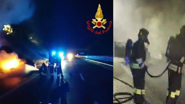 Albizzate auto fiamme autostrada