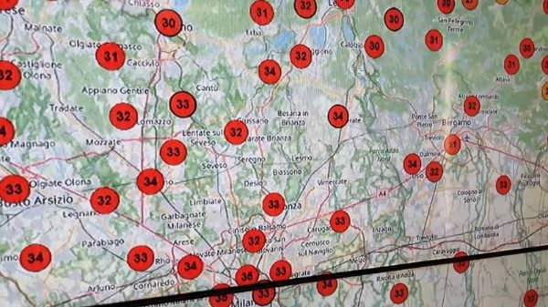 Lombardia caldo meteo temperature
