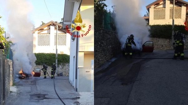 Induno Olona auto fiamme
