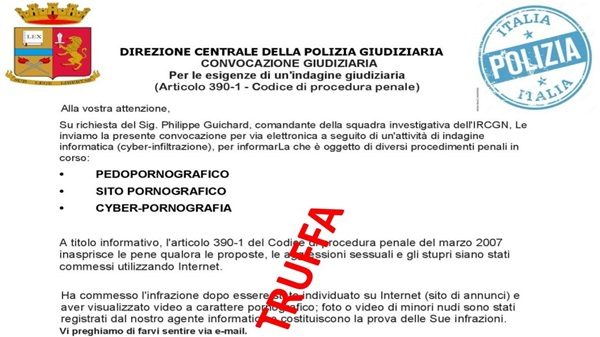 legnano truffa email polizialocale